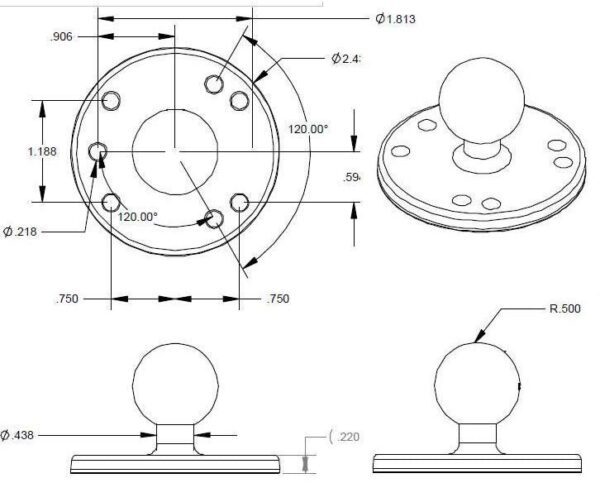 RAM® rund platta med kula (B-kula) - Bild 3